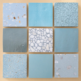moodboard-blue-zellige-terrazzo-cement-tile-samples