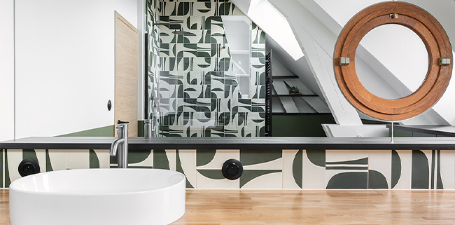 green-geometric-cement-tiles-modern-eclectic-bathroom